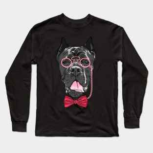 Hipster dog Cane Corso Long Sleeve T-Shirt